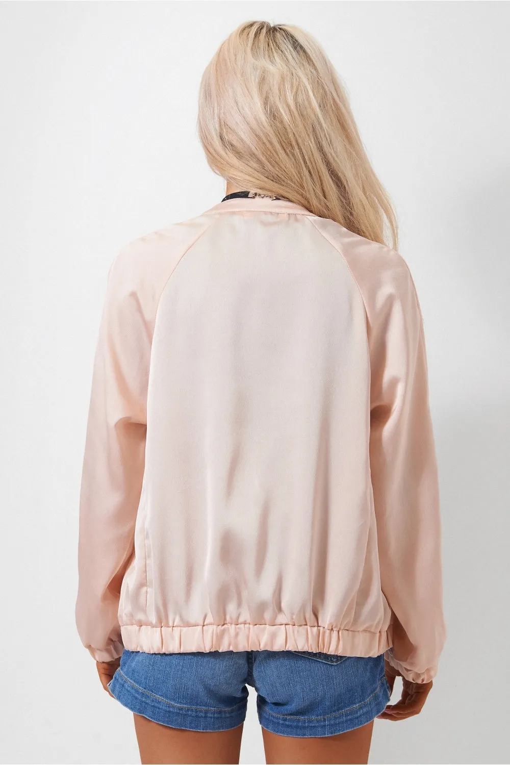 Peach Buckle Neck Bomber Jacket