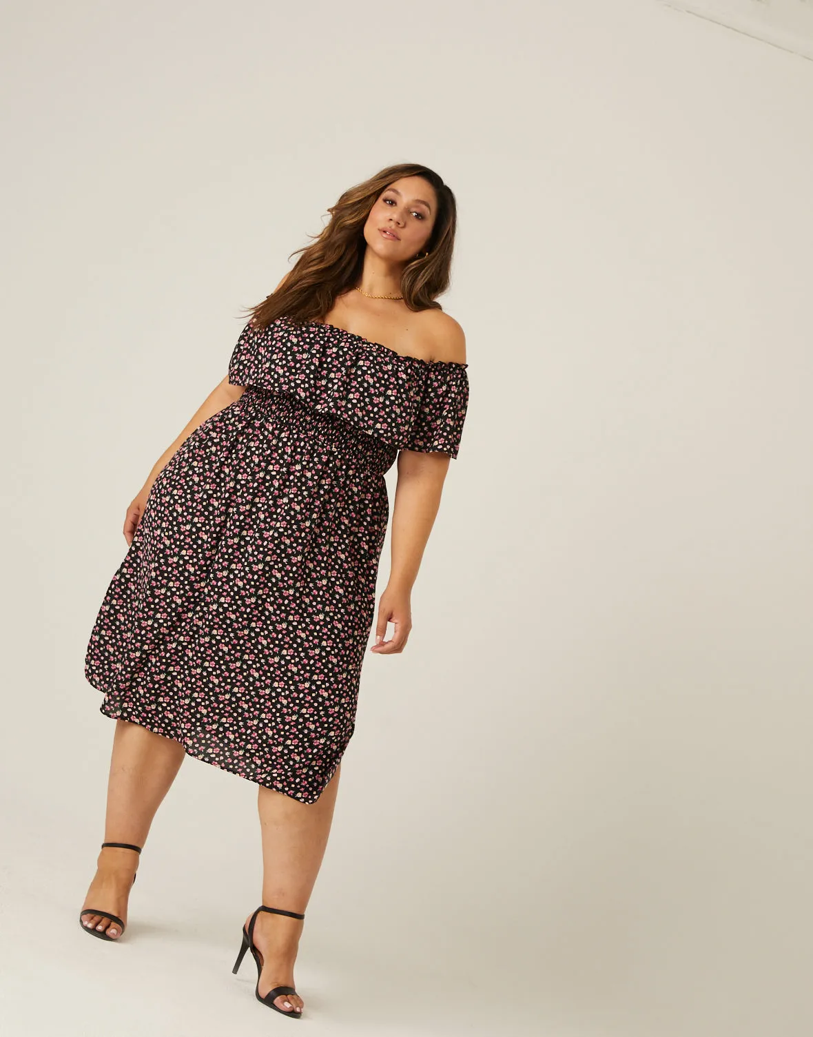 Plus Size Floral Midi Dress