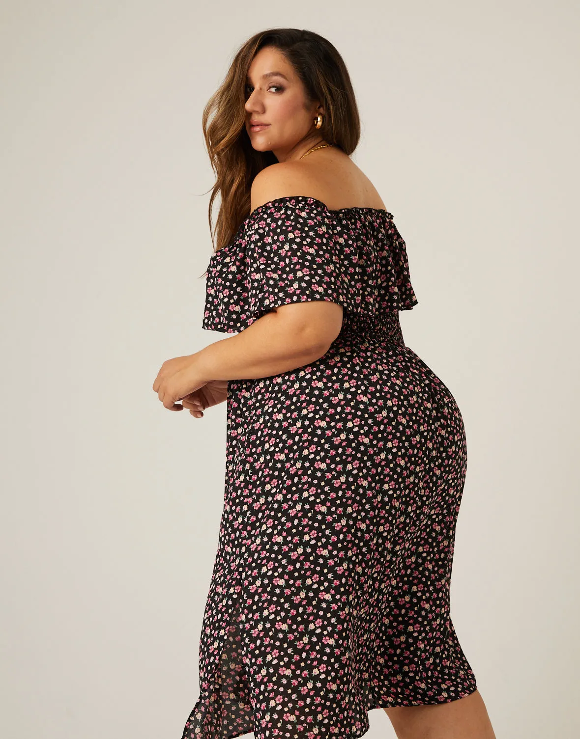 Plus Size Floral Midi Dress