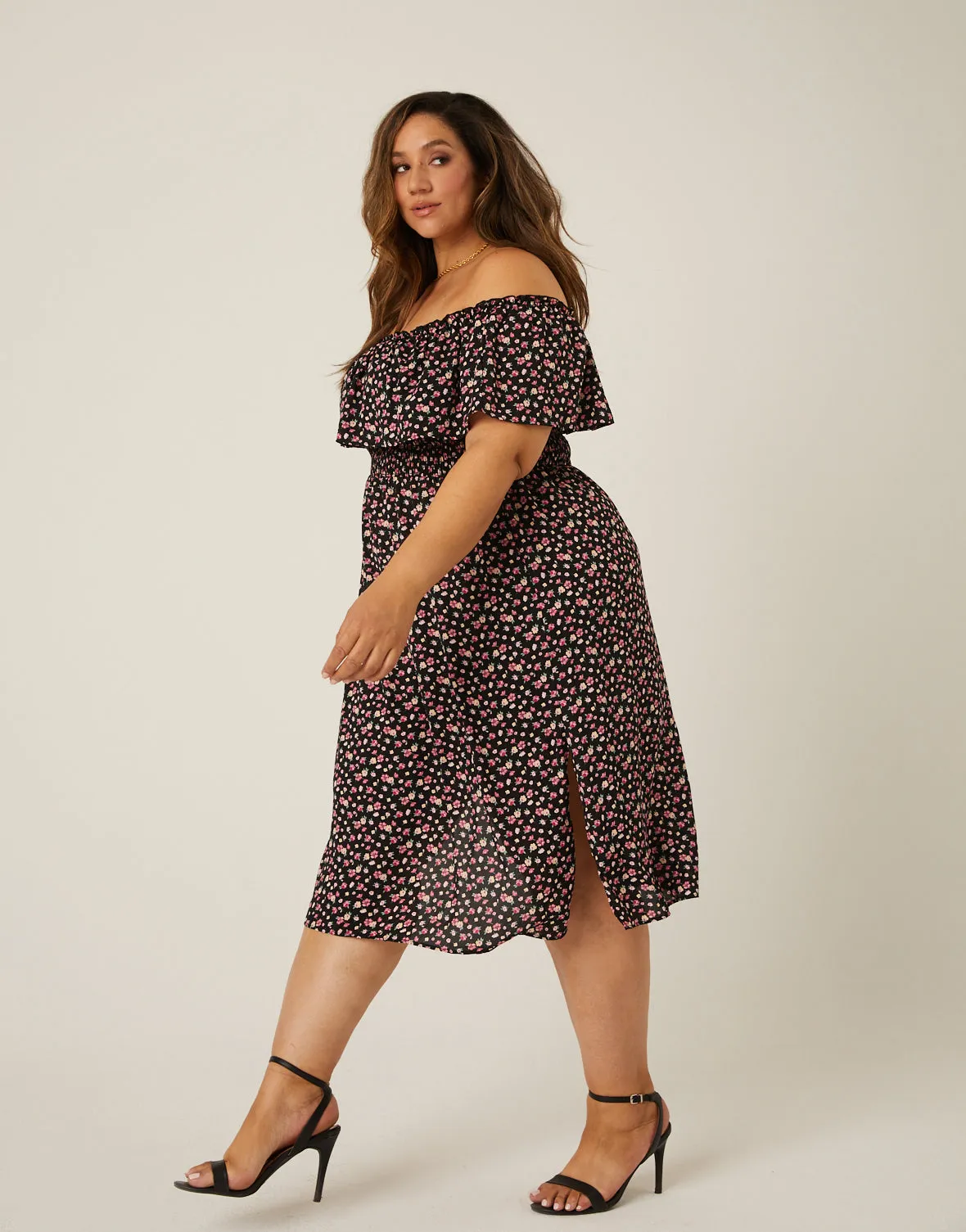 Plus Size Floral Midi Dress