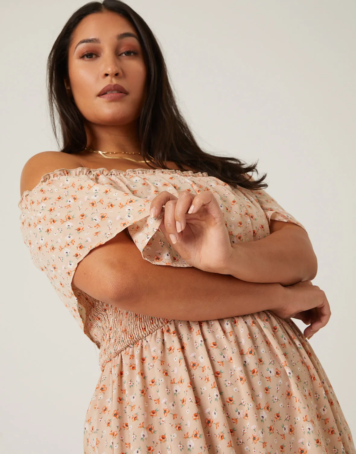 Plus Size Floral Midi Dress