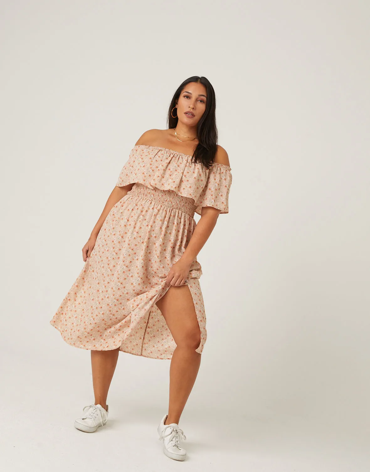 Plus Size Floral Midi Dress