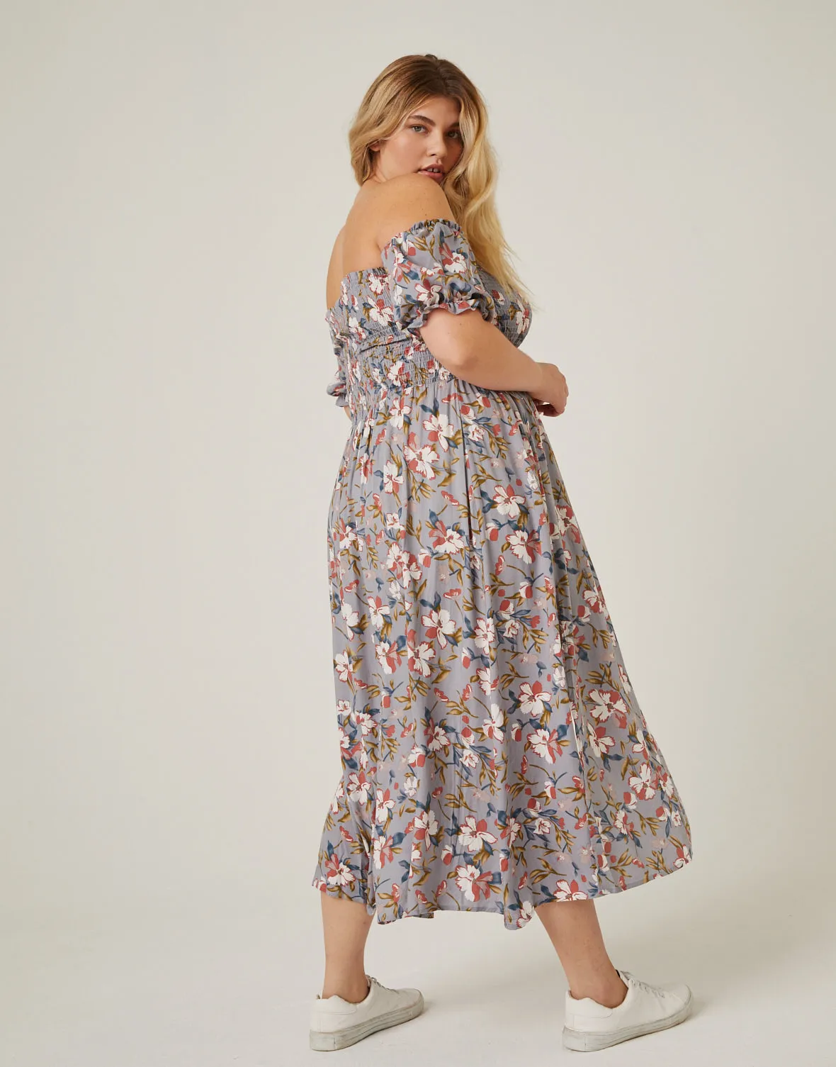 Plus Size Flowy Floral Midi Dress