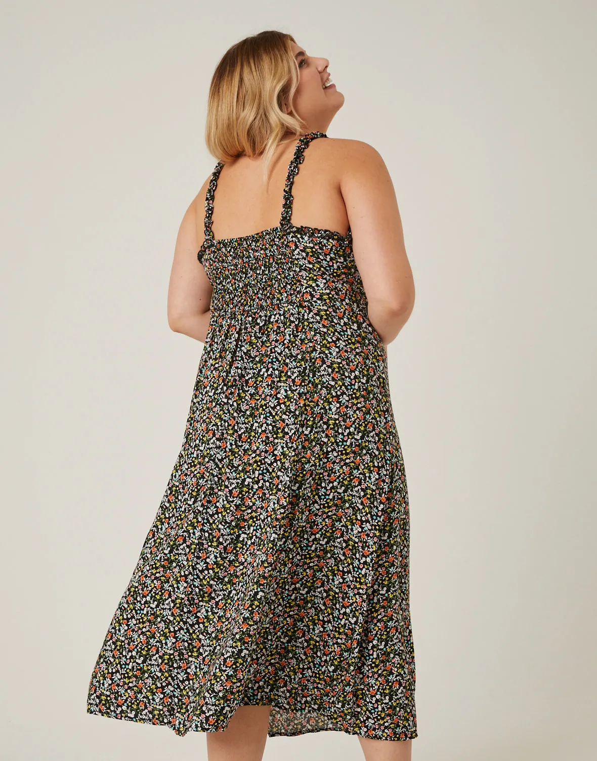 Plus Size Ruffle Strap Floral Sundress