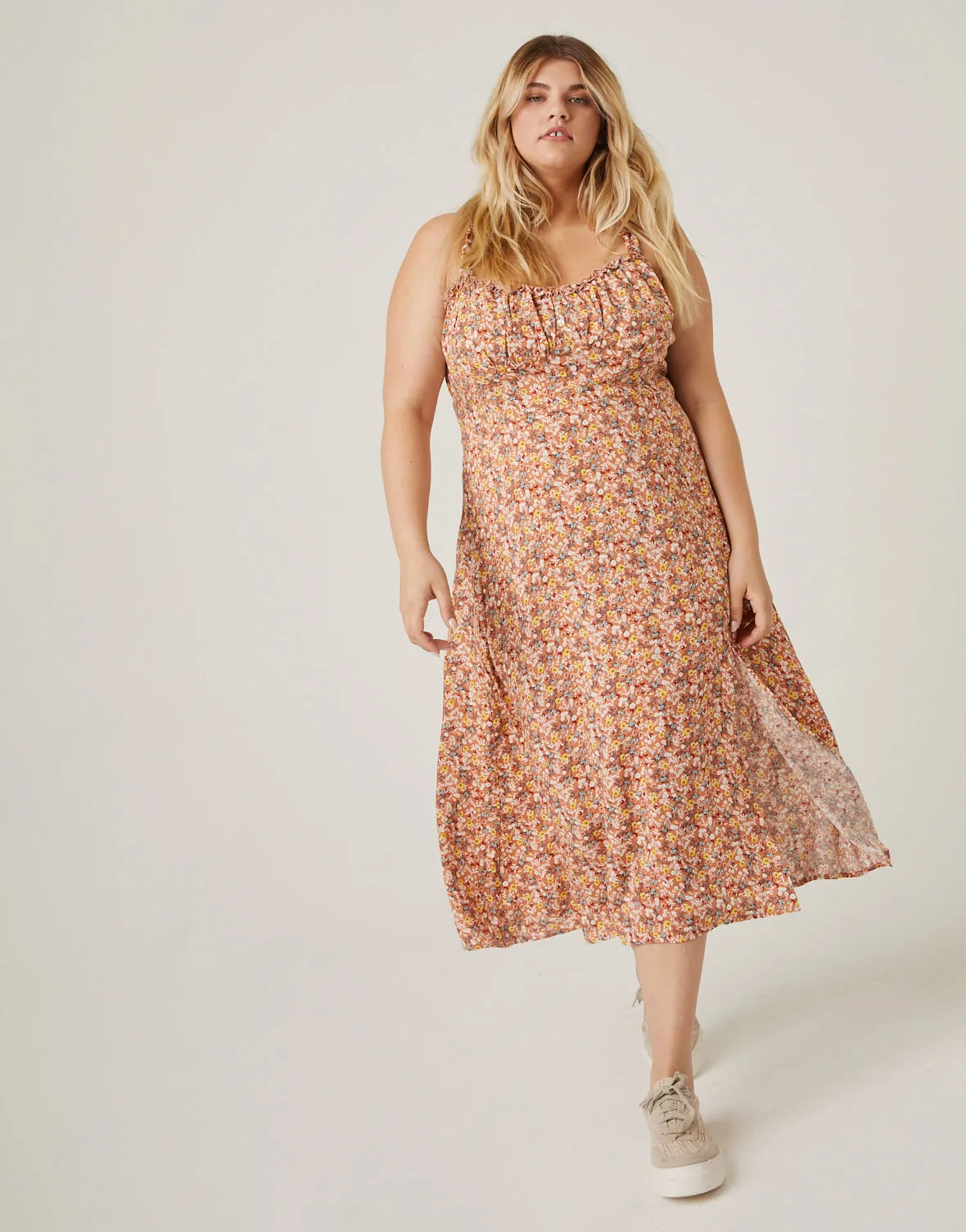 Plus Size Ruffle Strap Floral Sundress