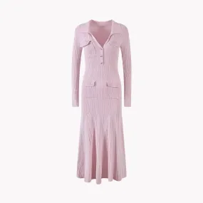 Pre Order:  Polo Collar Knitted Mid-length Dress