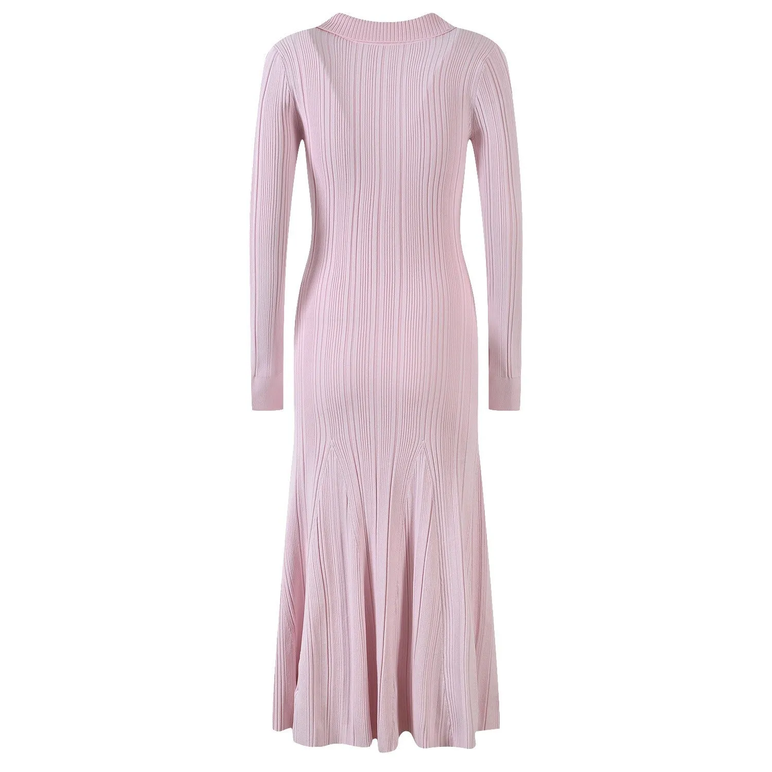 Pre Order:  Polo Collar Knitted Mid-length Dress