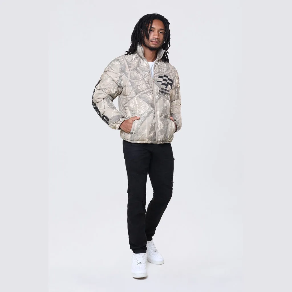 Printed Puffer Jacket - Khaki Hunting Camo