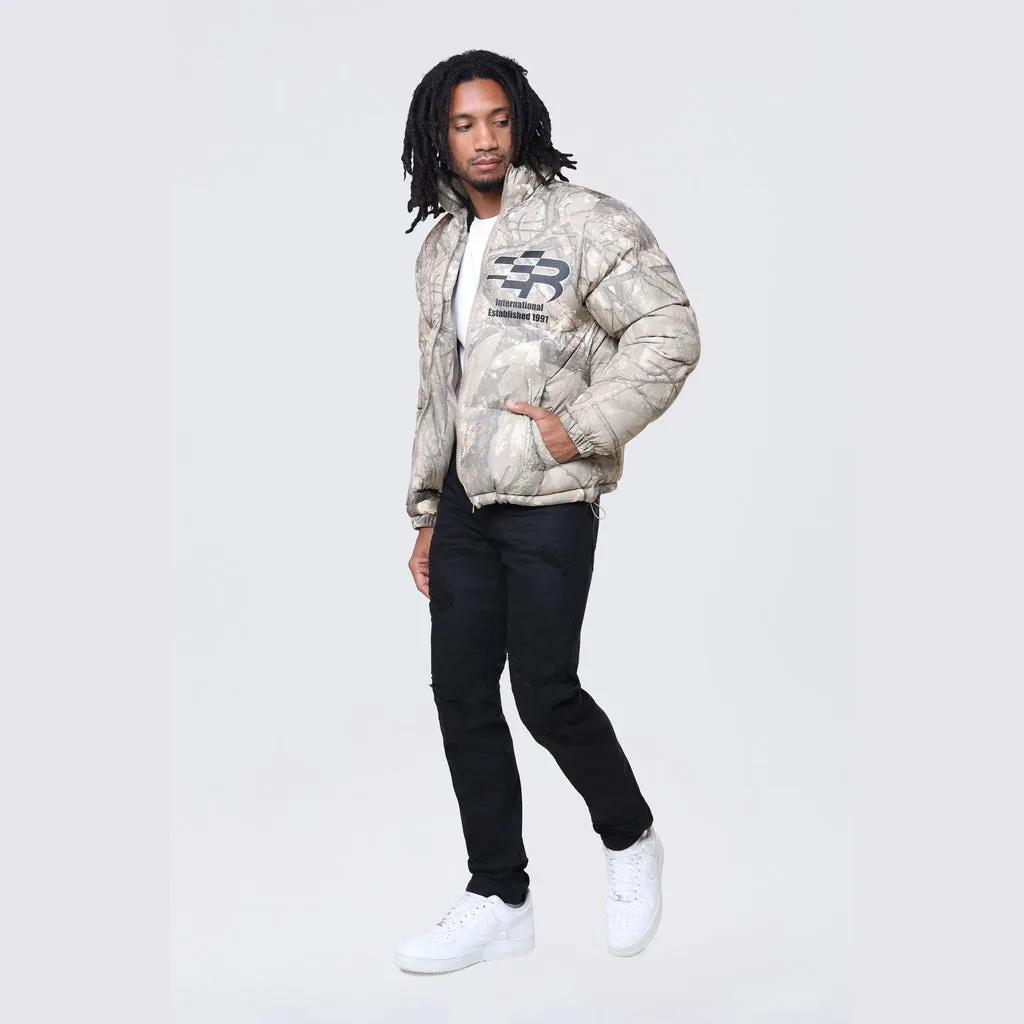 Printed Puffer Jacket - Khaki Hunting Camo