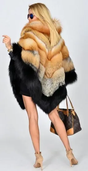 Real Fur Natural Fox Poncho