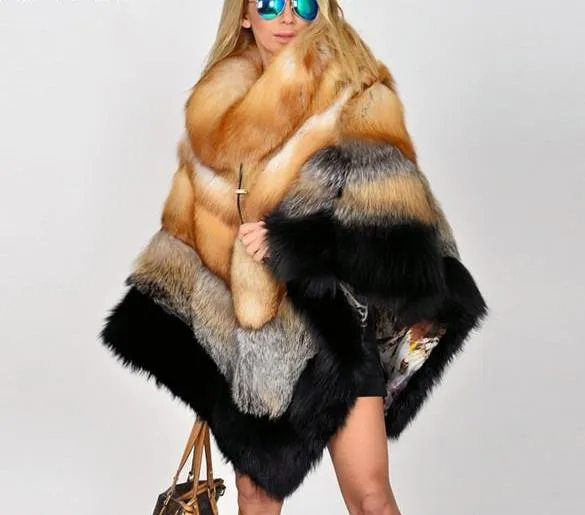 Real Fur Natural Fox Poncho