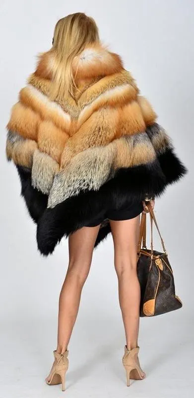 Real Fur Natural Fox Poncho