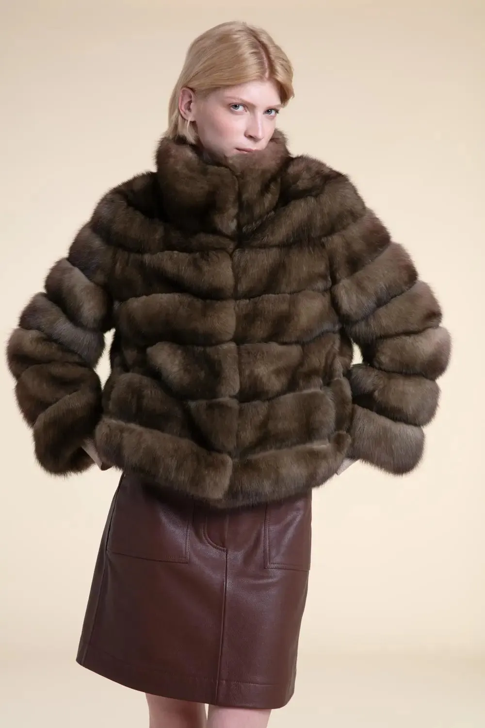 Real russian sable fur coat