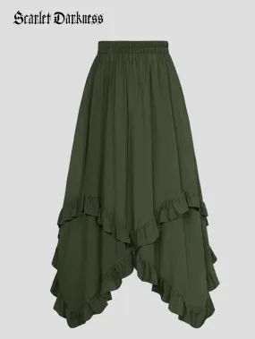 Renaissance Irregular Hem Swing A-Line Maxi Skirt