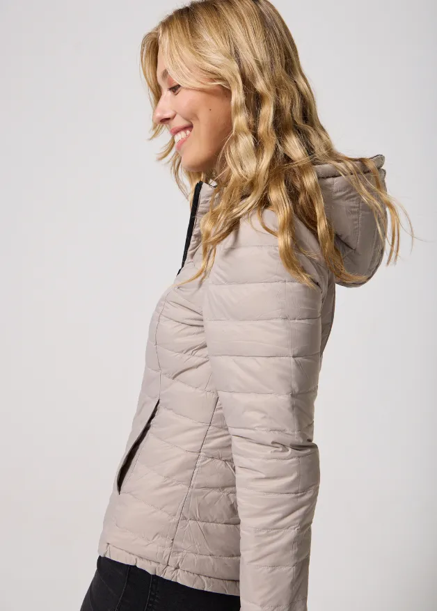 Reversible Black/ Latte  Duck Down Puffer Jacket