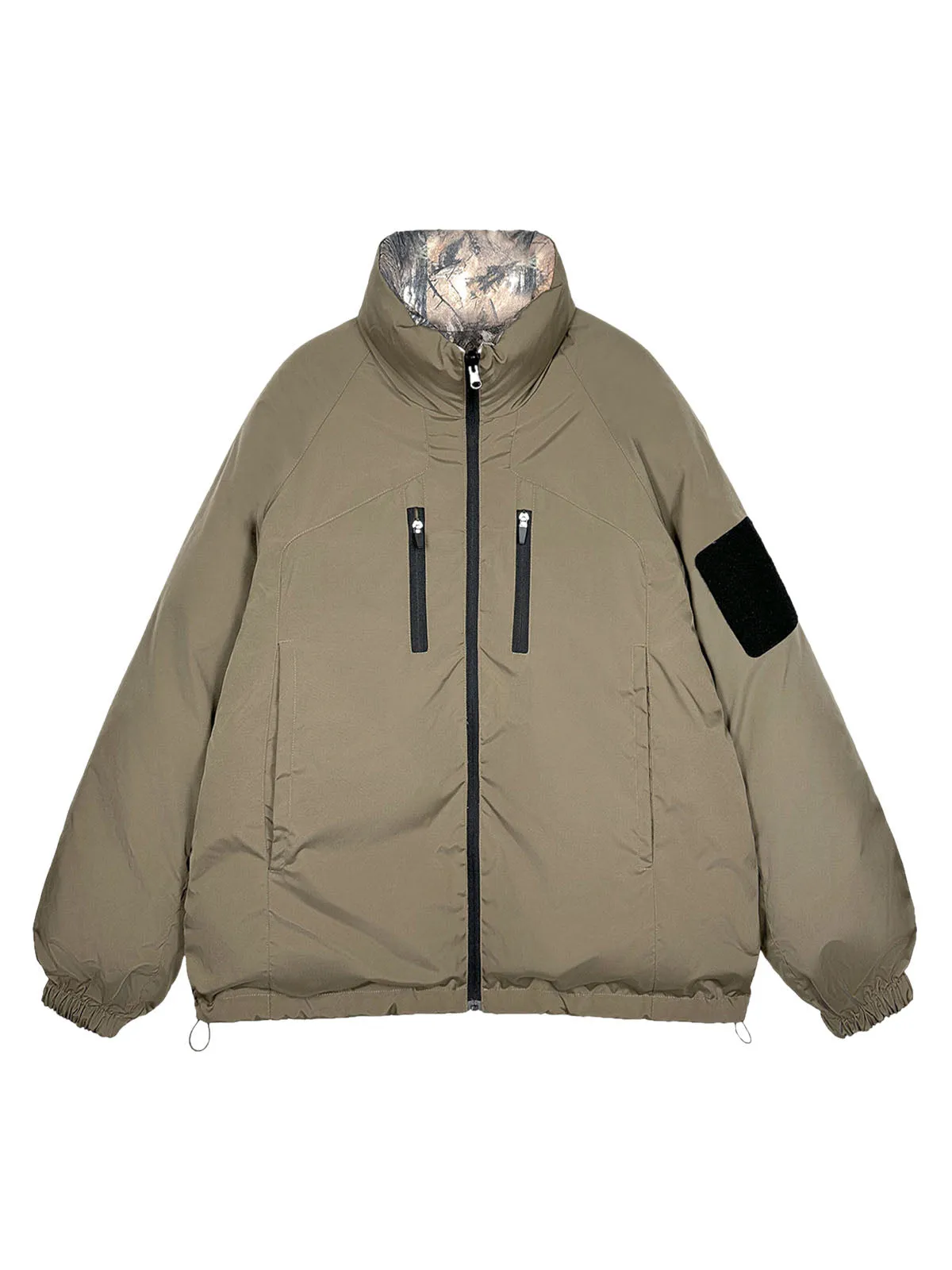 Reversible Camouflage Stand Collar Puffer Jacket