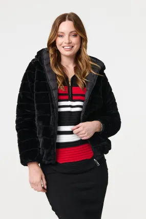 Reversible Faux Fur Hooded Puffer Jacket