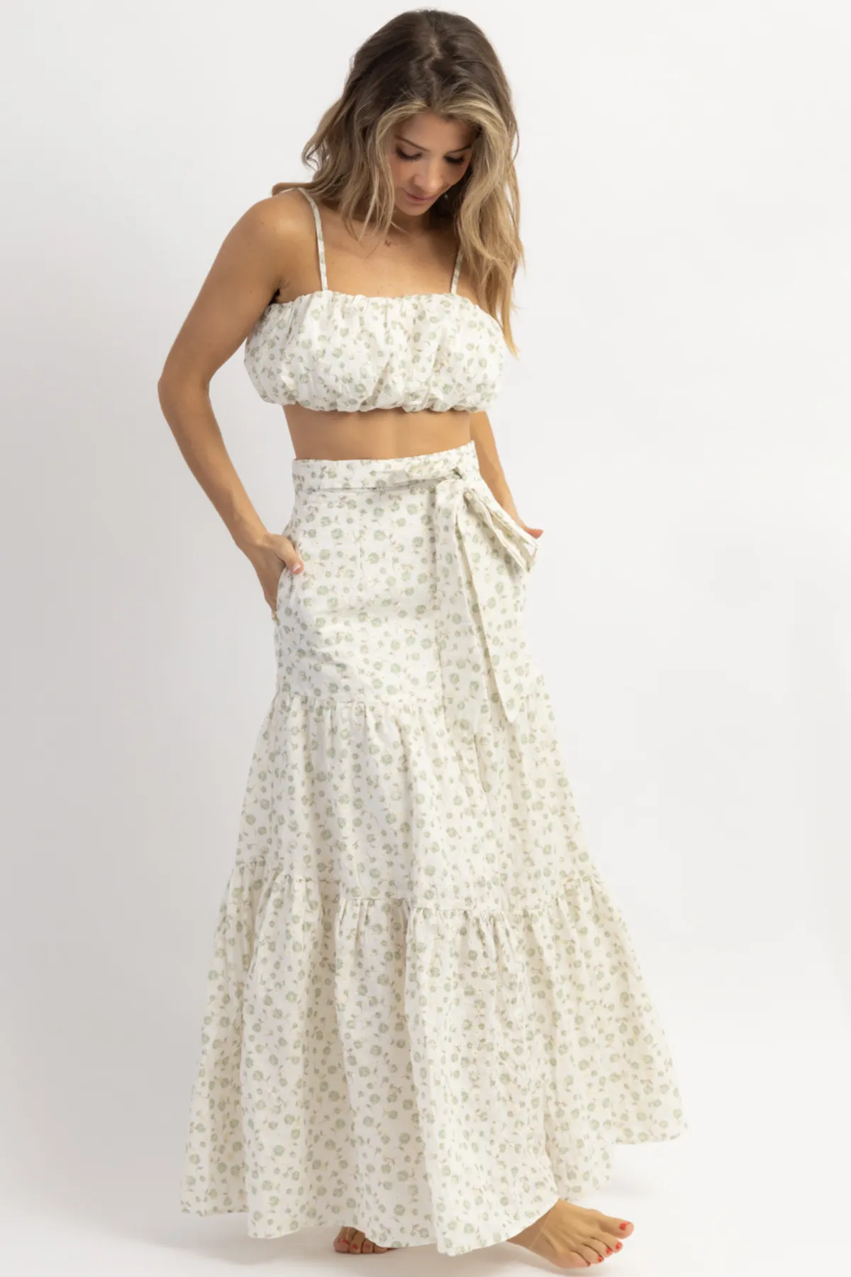 SADIE SAGE EMBROIDERED CROP   SKIRT SET