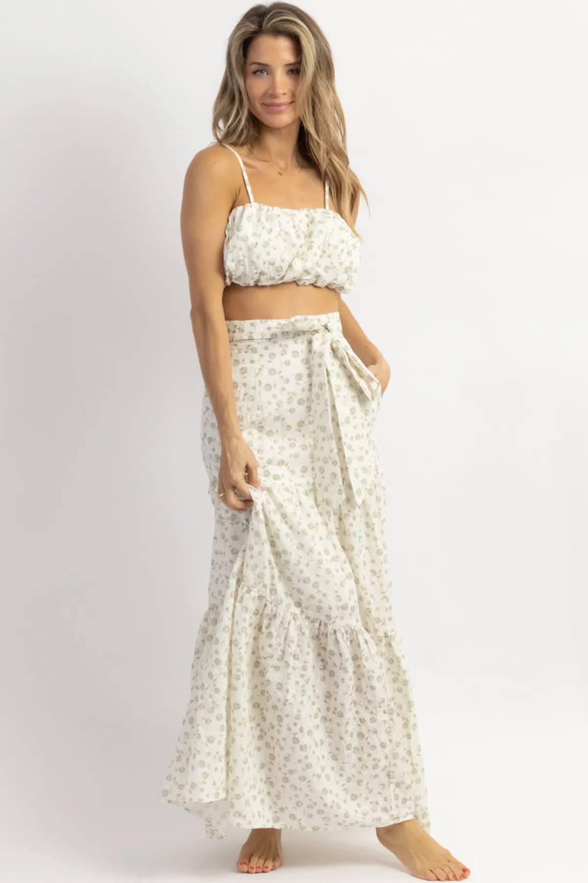 SADIE SAGE EMBROIDERED CROP   SKIRT SET