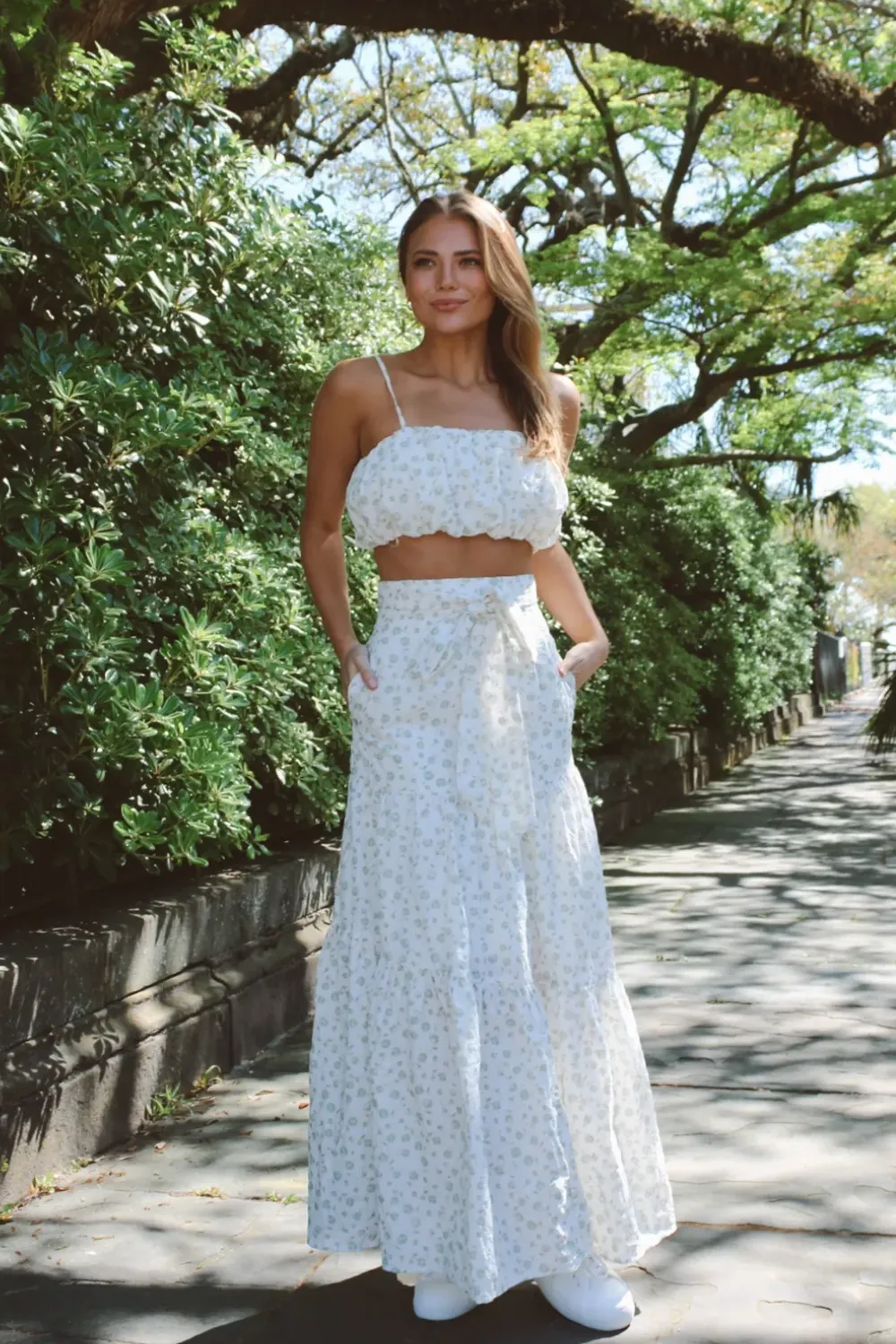 SADIE SAGE EMBROIDERED CROP   SKIRT SET