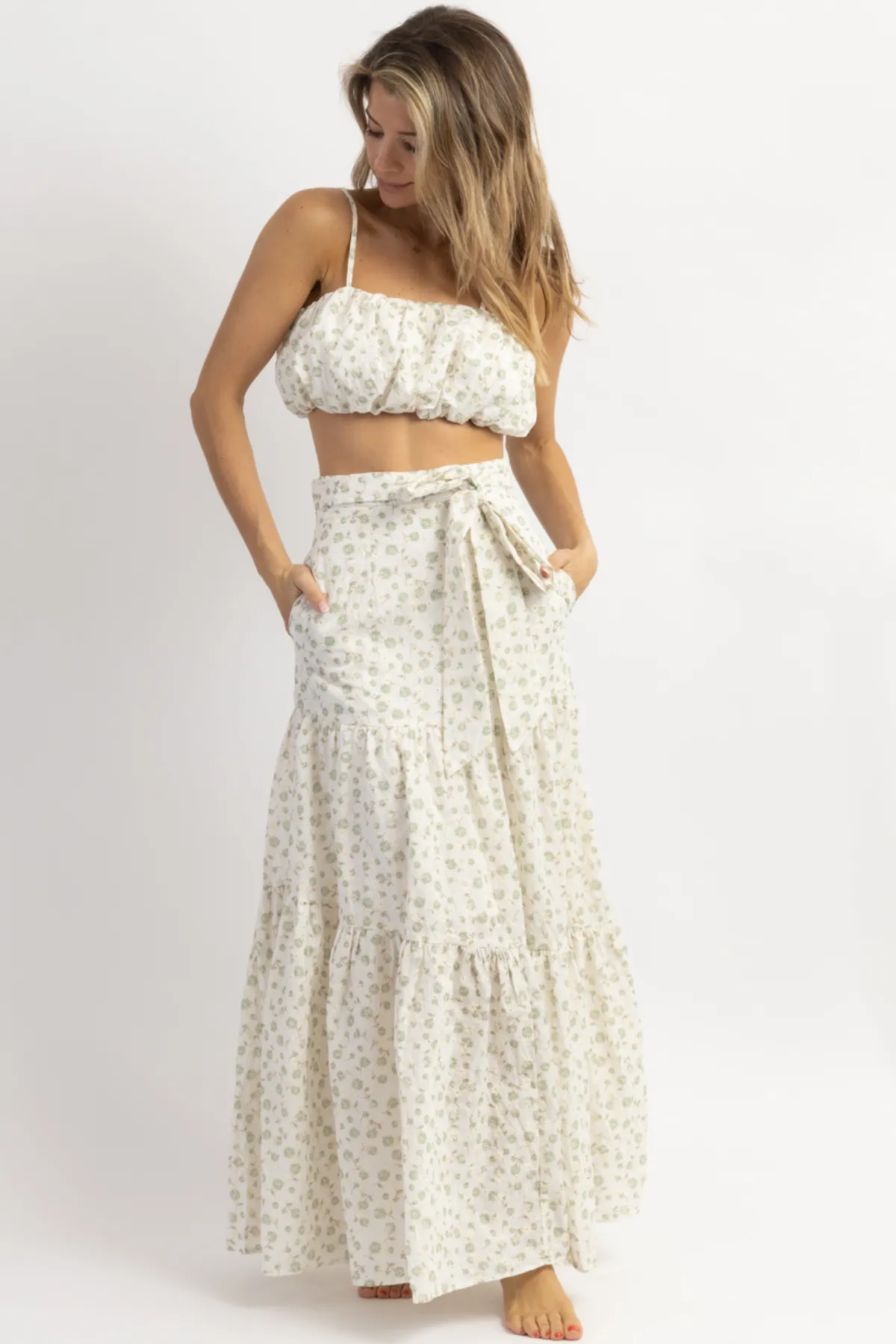 SADIE SAGE EMBROIDERED CROP   SKIRT SET