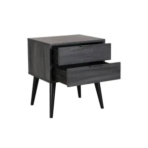 Saiya Grey Faux Wood Nightstand with Minimalist Design