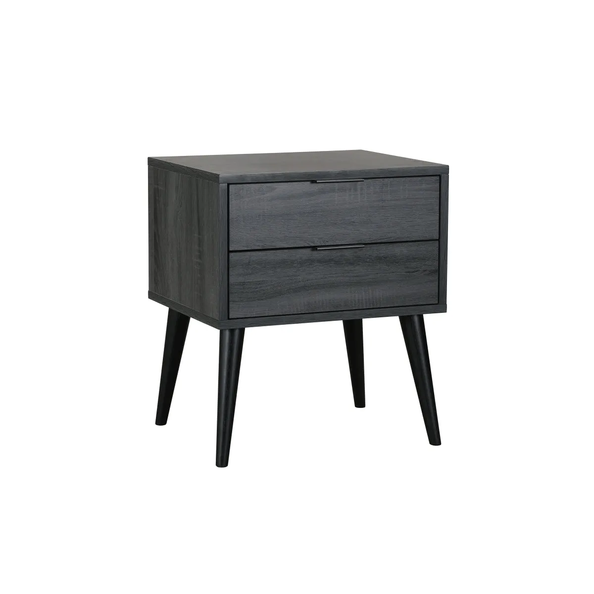 Saiya Grey Faux Wood Nightstand with Minimalist Design