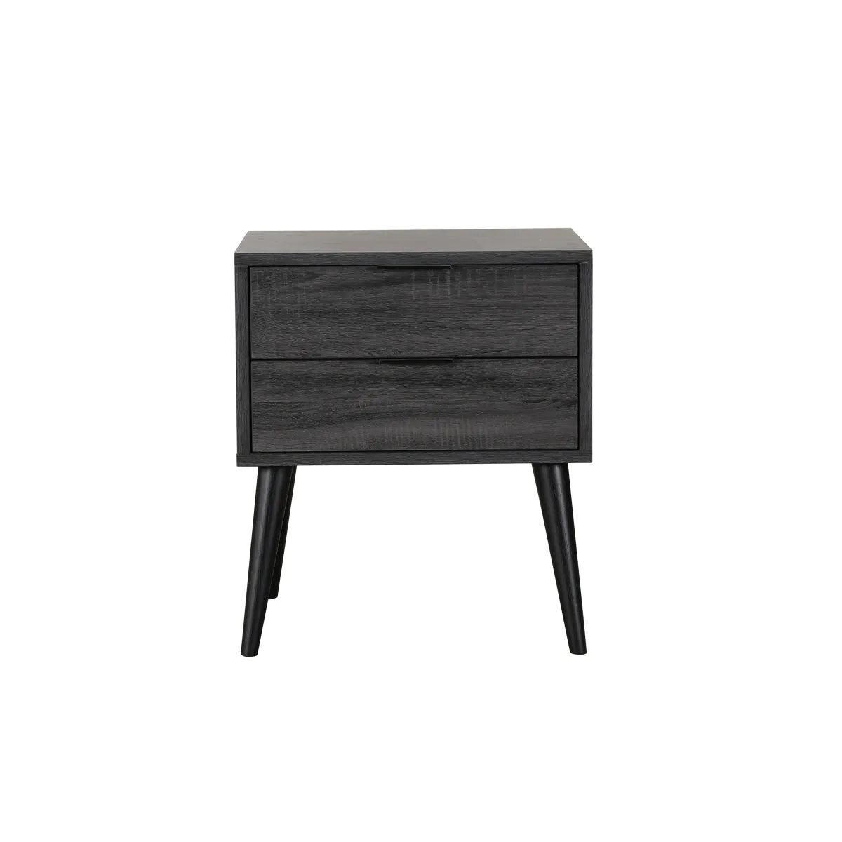 Saiya Grey Faux Wood Nightstand with Minimalist Design