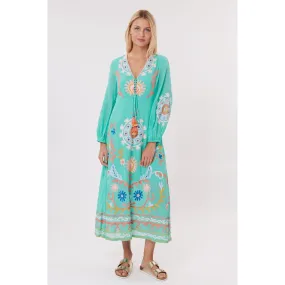 Sarbacane Embroidered Dress - Aqua