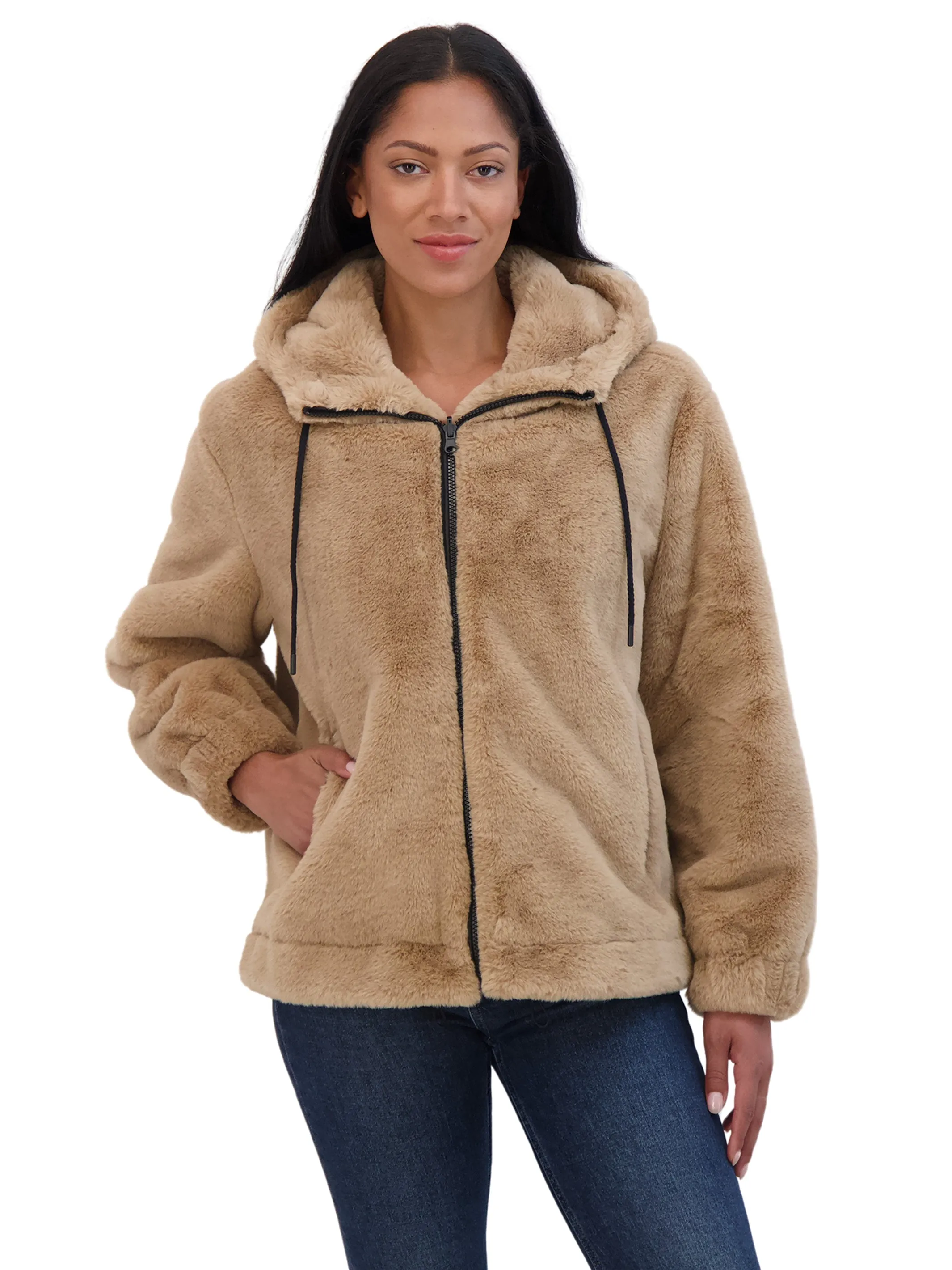 Sebby Junior's Reversible Faux Fur Hooded Bomber