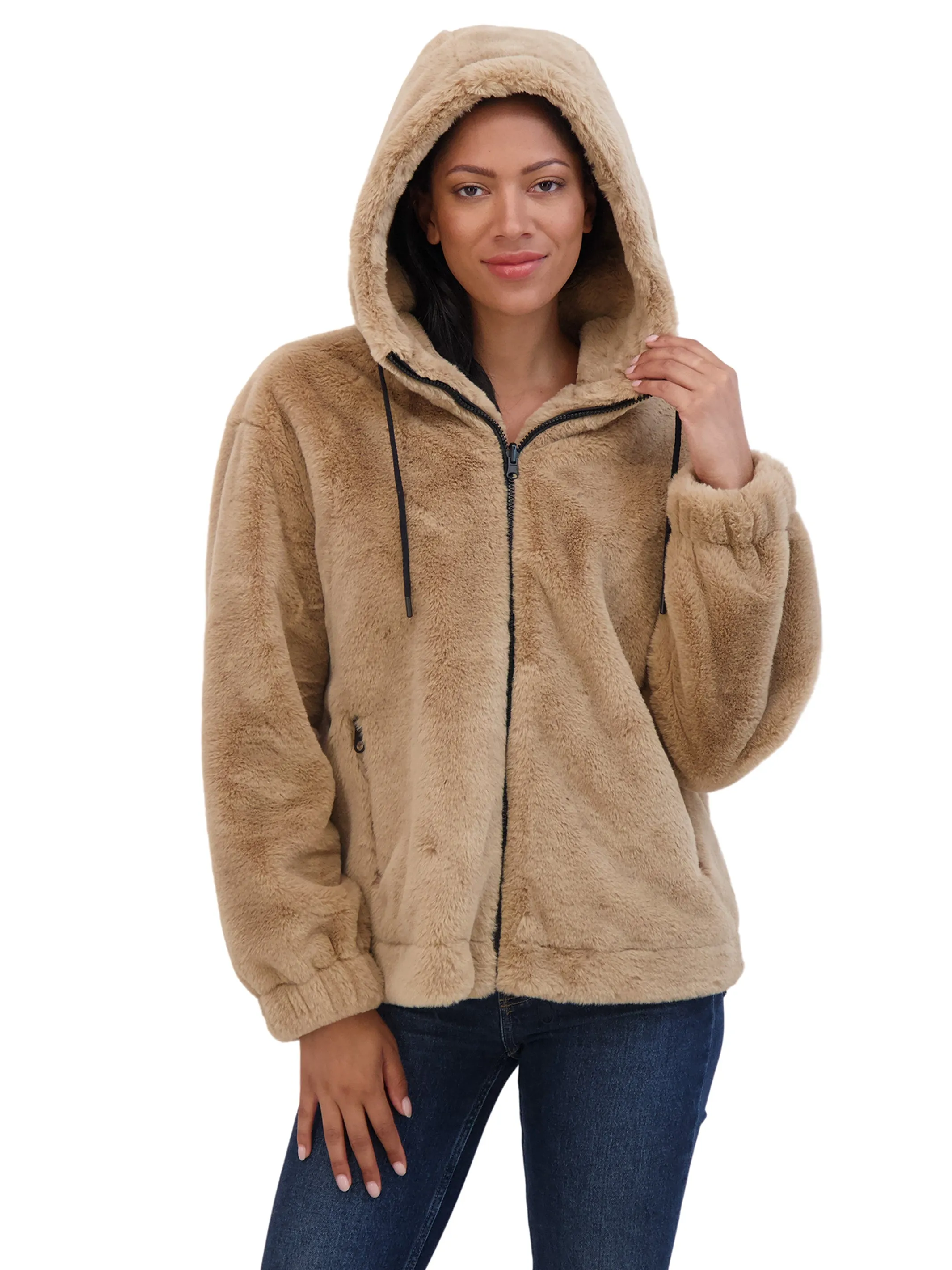 Sebby Junior's Reversible Faux Fur Hooded Bomber