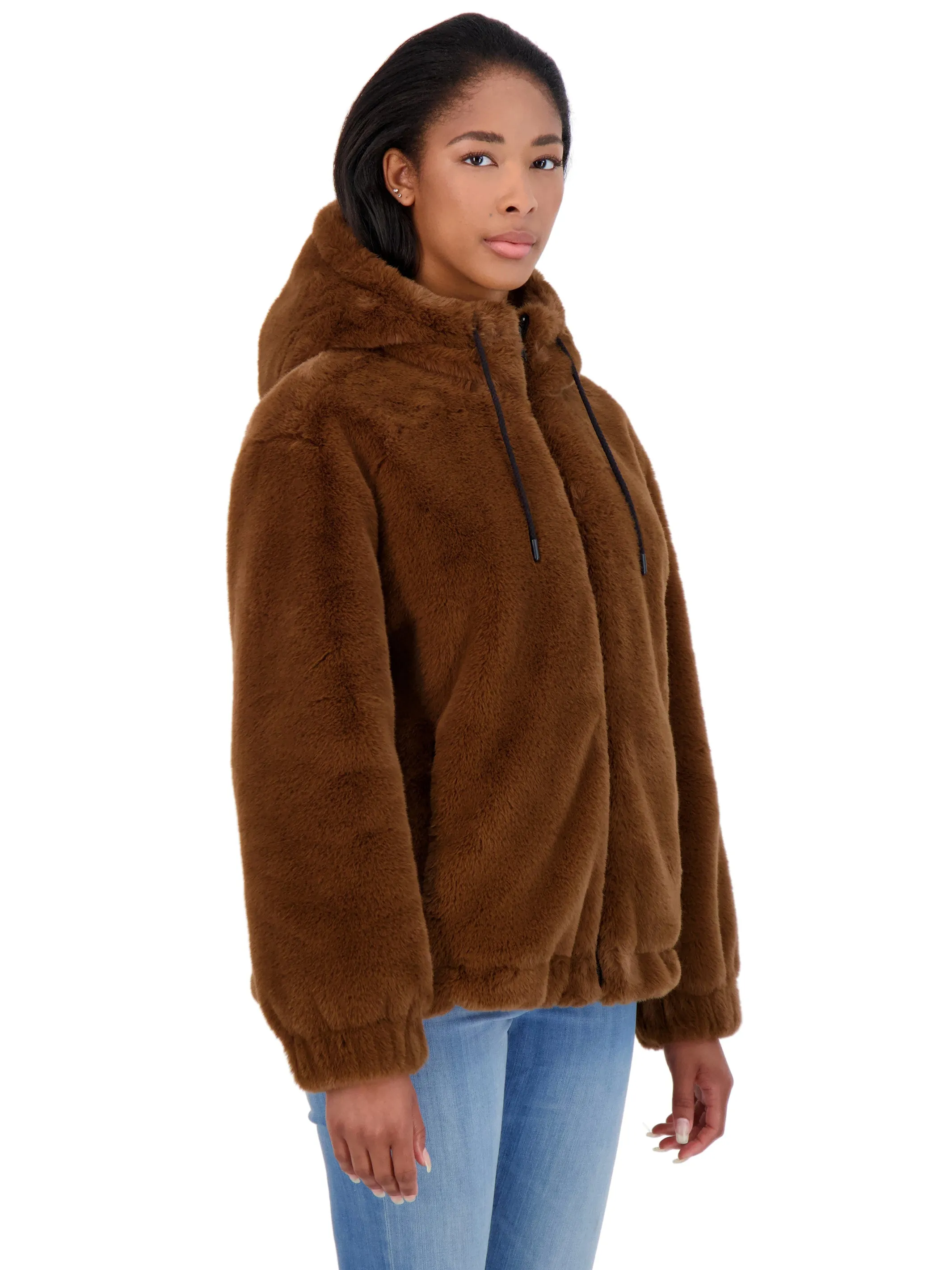 Sebby Junior's Reversible Faux Fur Hooded Bomber