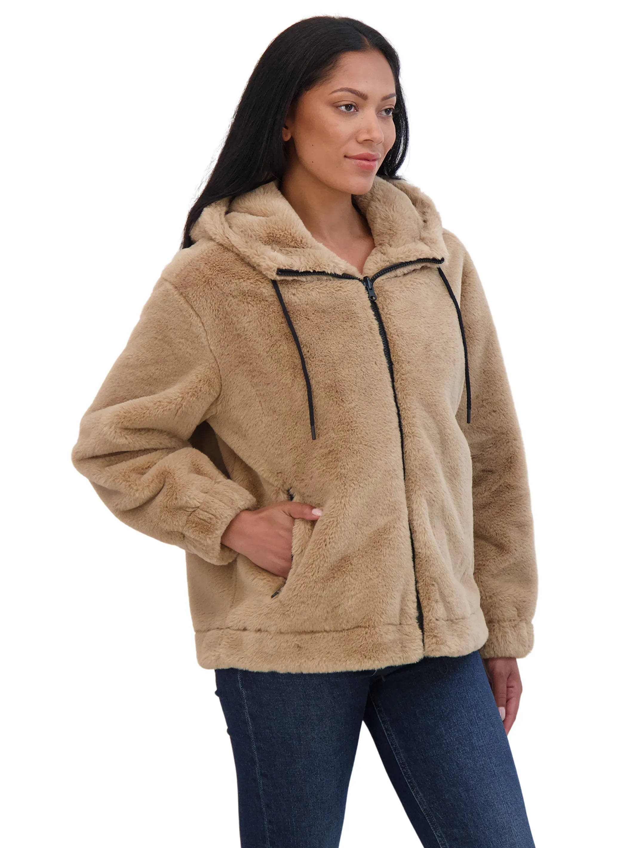 Sebby Junior's Reversible Faux Fur Hooded Bomber