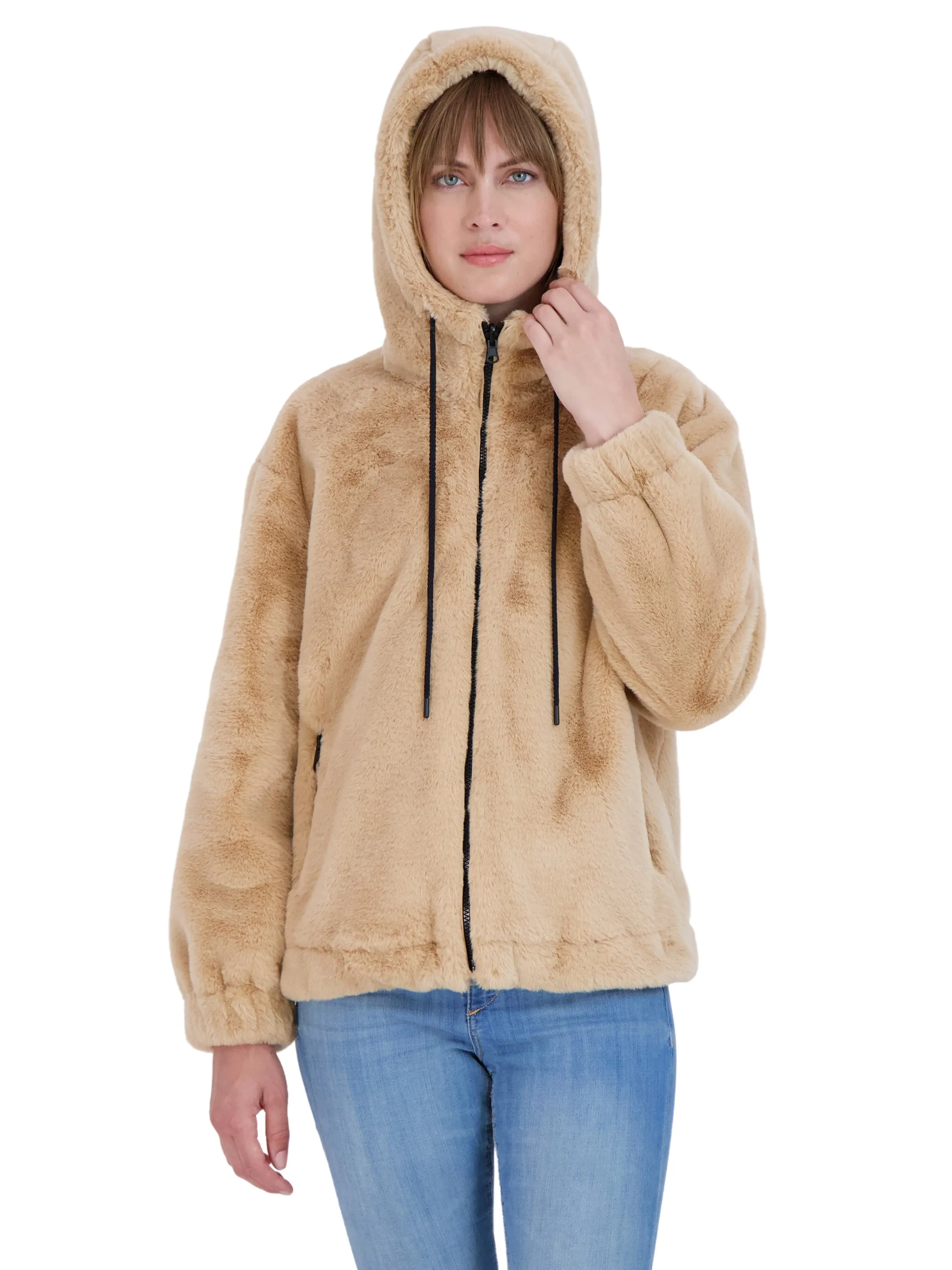 Sebby Junior's Reversible Faux Fur Hooded Bomber