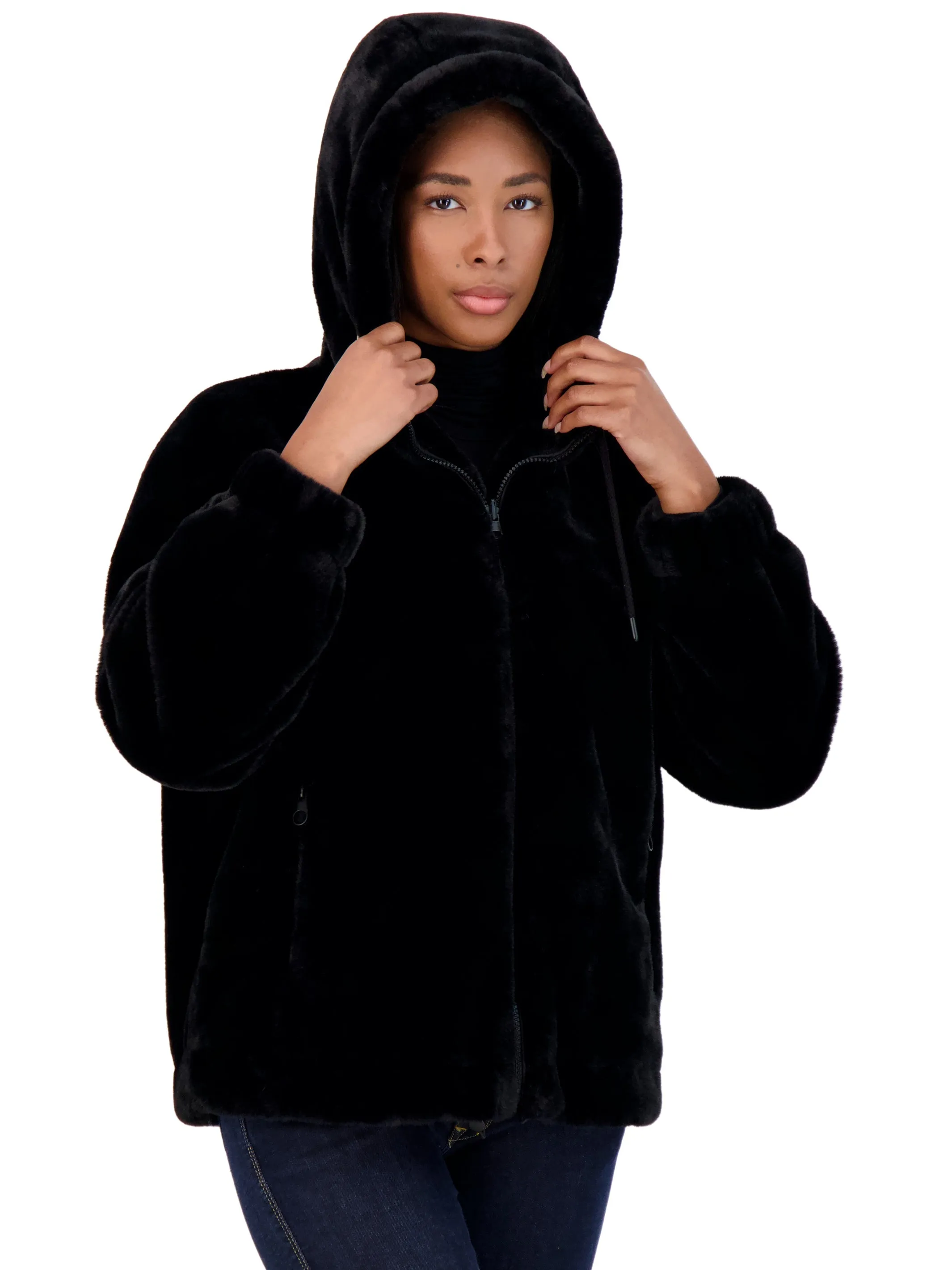 Sebby Junior's Reversible Faux Fur Hooded Bomber