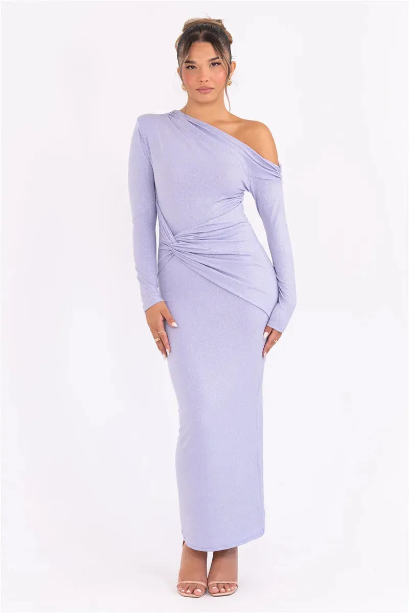 Shimmer Ruched Maxi Dress – Glam Evening Gown