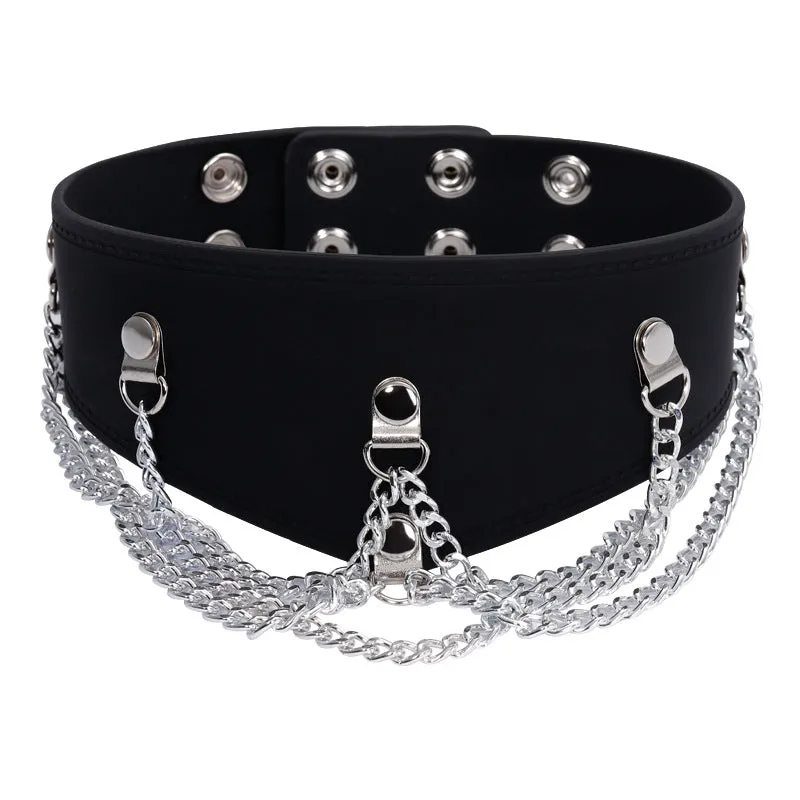 Silicone Bondage Collar with Chain Detail