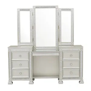 Silver Elegance Vanity Dresser with Mirror