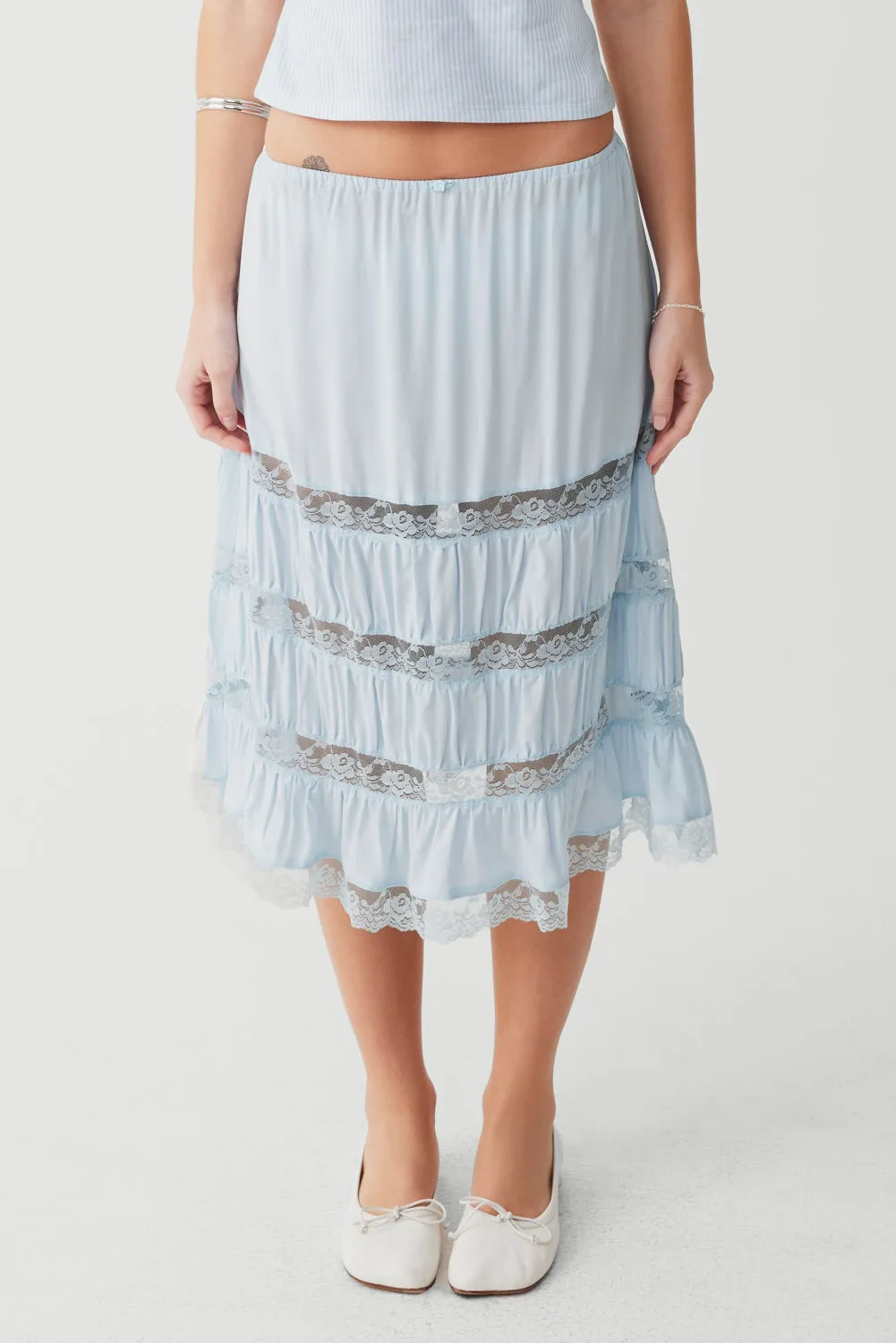 Solstice Midi Skirt - Blue Porcelain