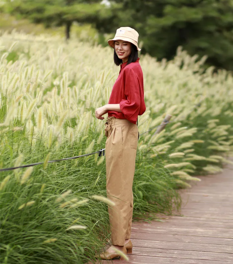 Spring Autumn Women Casual cotton Pants with Pockets SXM97275