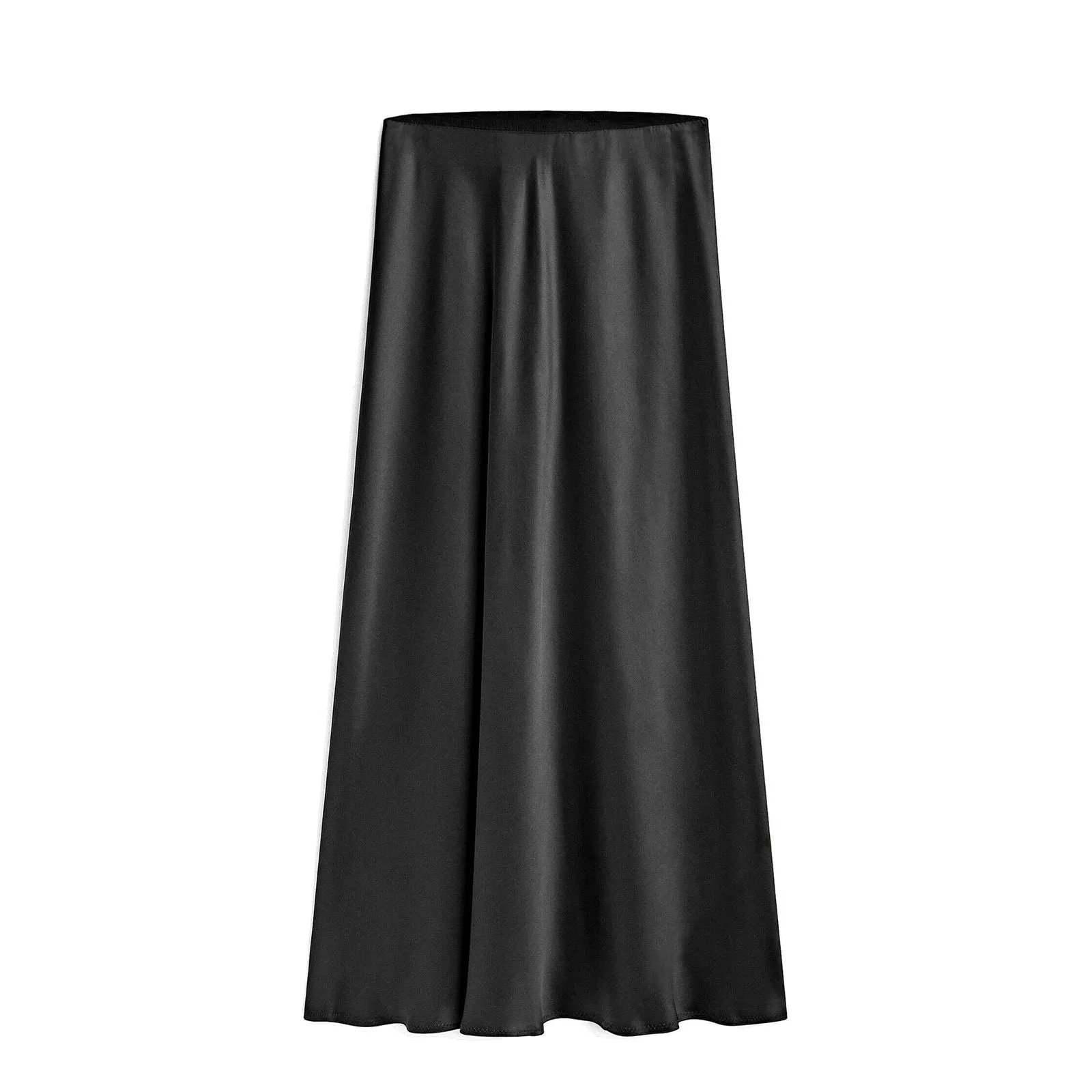 Spring Summer Acetate Satin Skirt High Waist Elastic High Quality Satin Slit Maxi Skirt Women Clothing