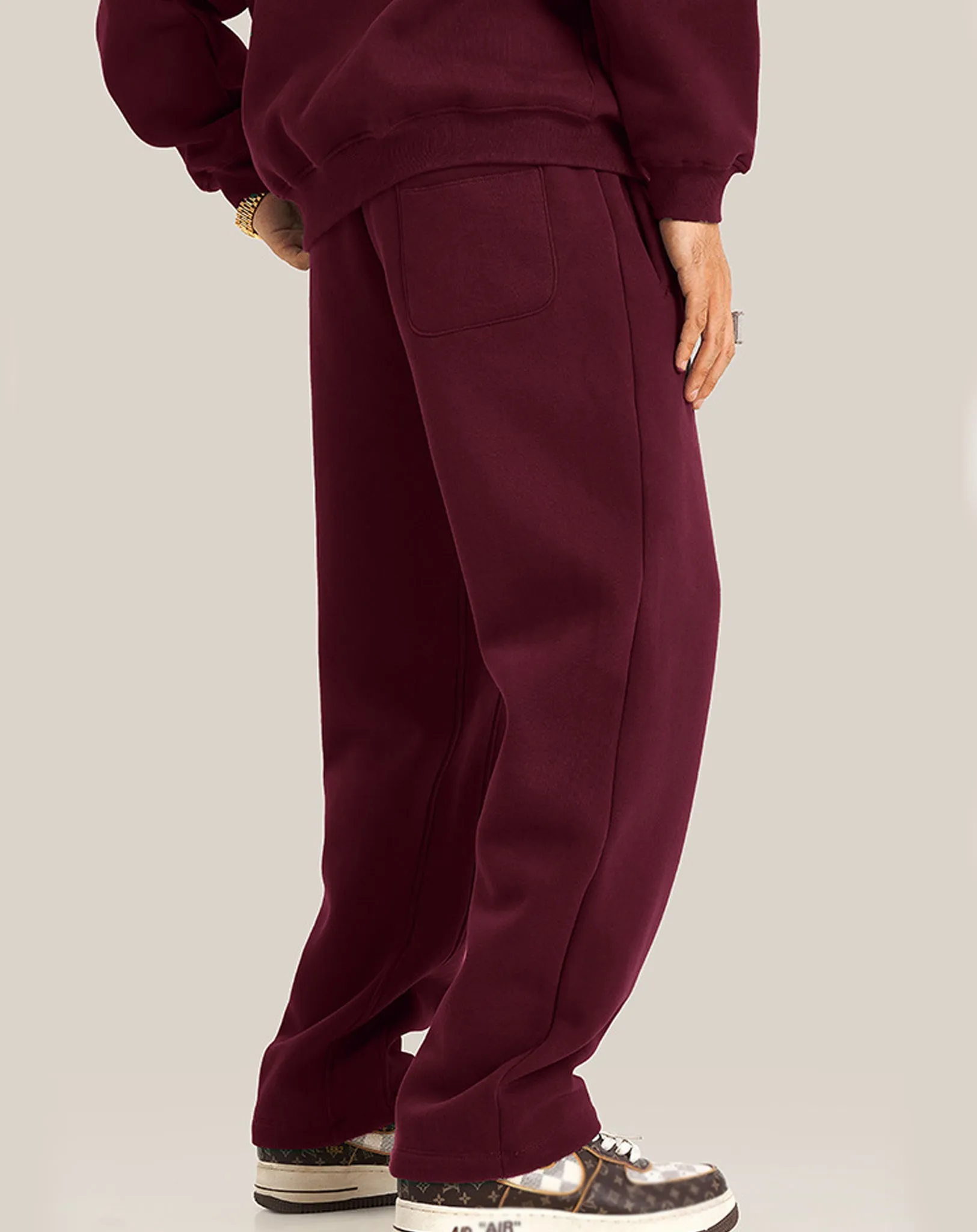 Straight Wide Leg Sweatpants (Fleece)