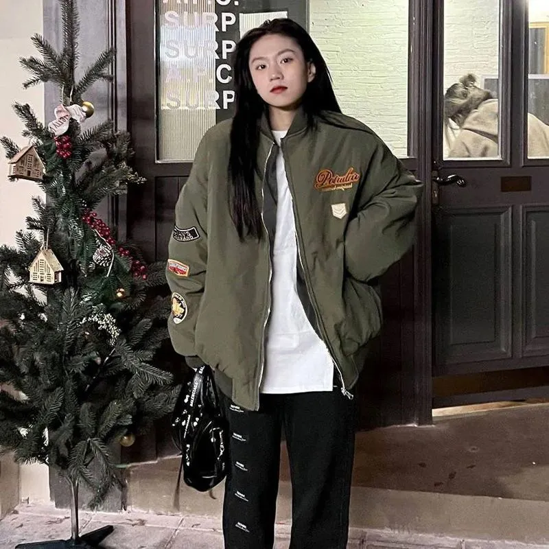 Street Style Trendy Letter Thin Retro Bomber Jacket