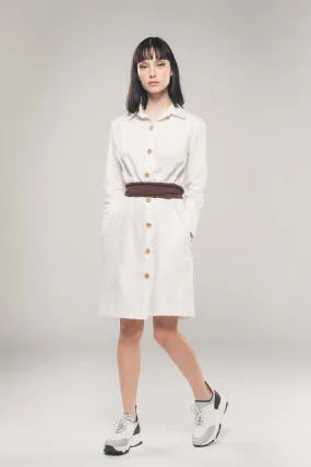 Structured Shirt Dress in White