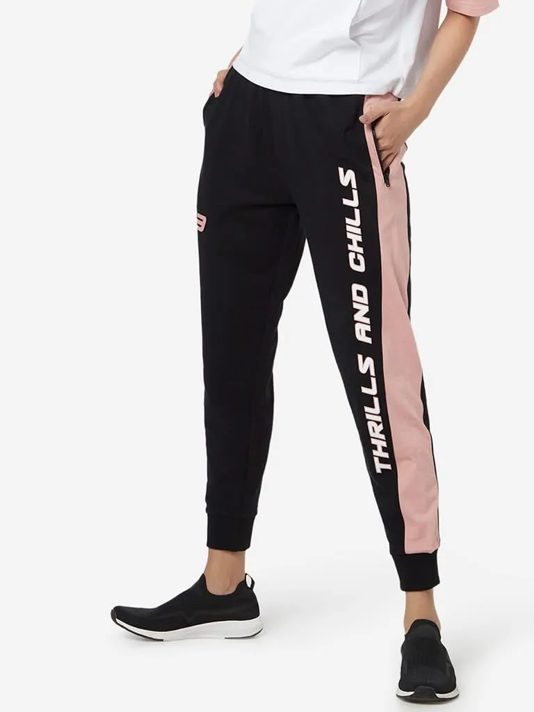 Studiofit Black Text Print Joggers