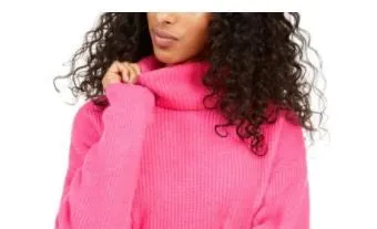 Sun   Moon Women's Boxy Turtleneck Sweater Pink Size Small