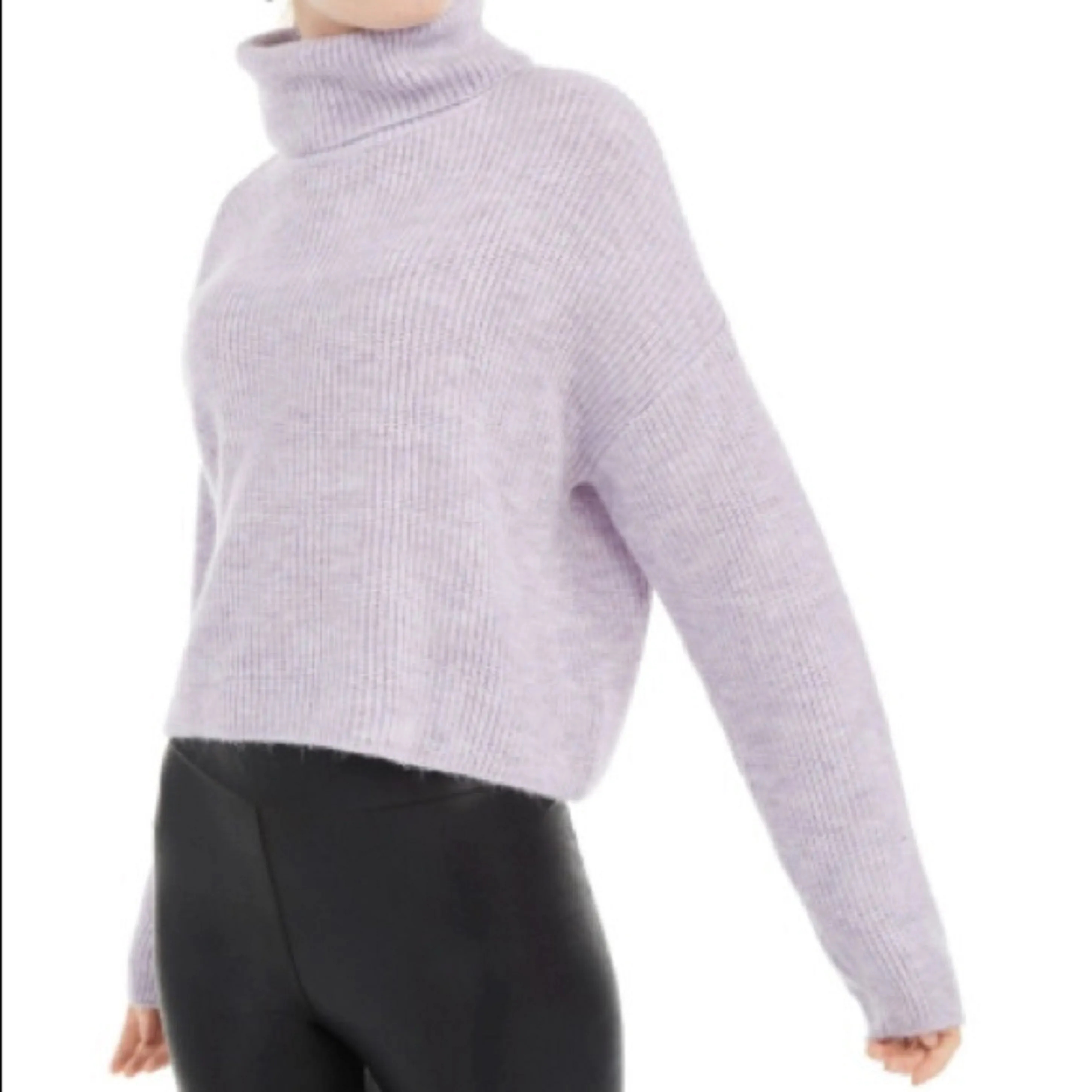 Sun   Moon Women's Boxy Turtleneck Sweater Purple Size Extra Large