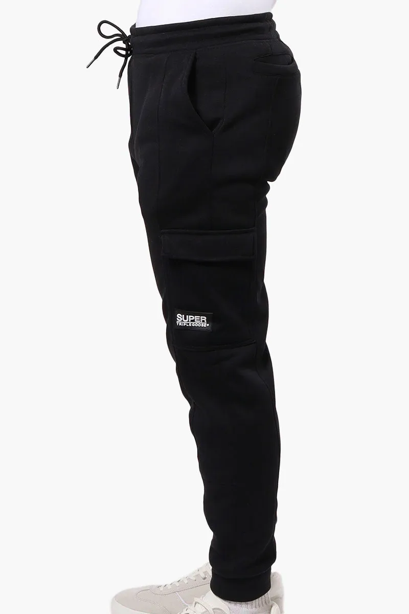 Super Triple Goose Tie Waist Cargo Joggers - Black