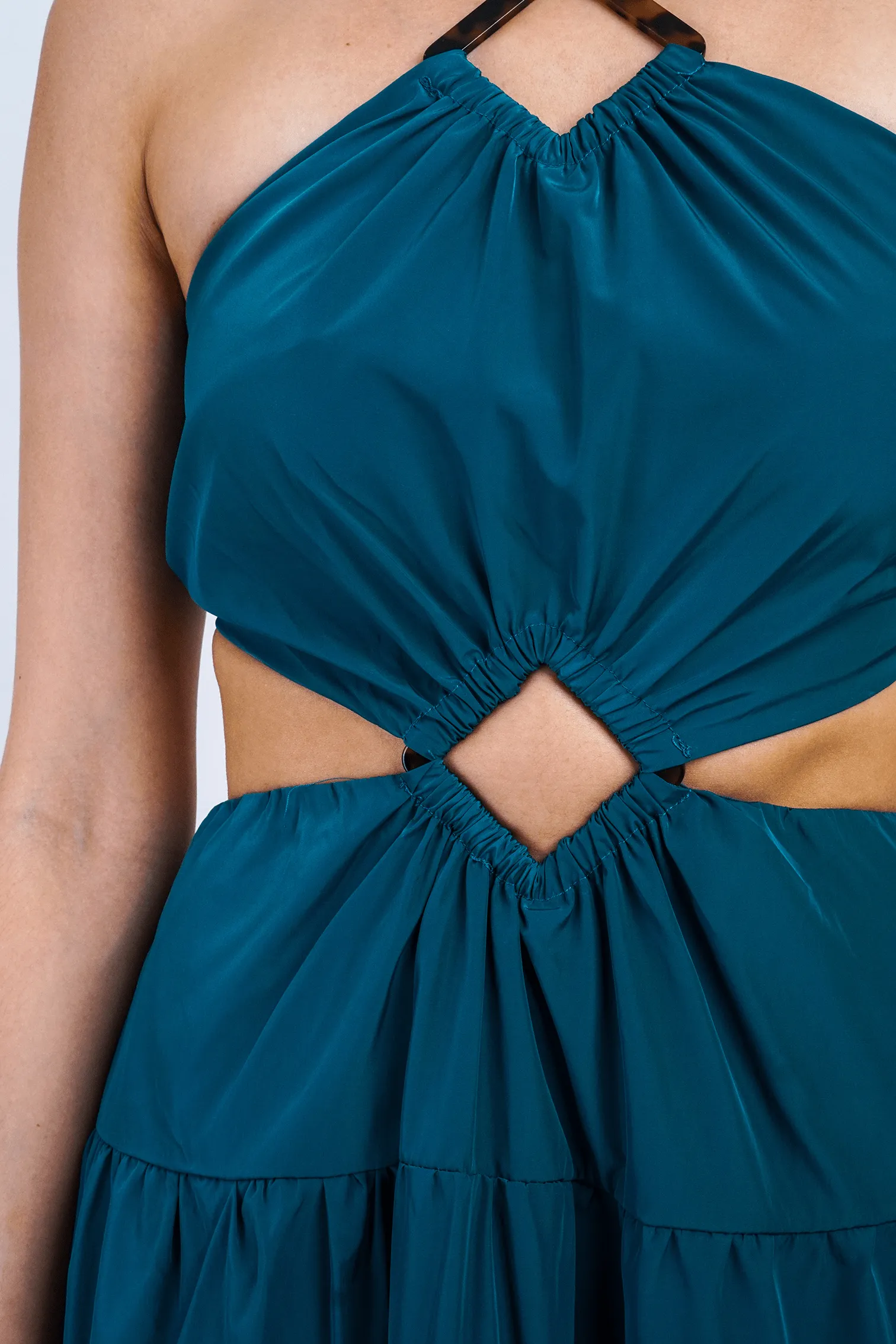 Teal Diamond Halter Cut Out Maxi