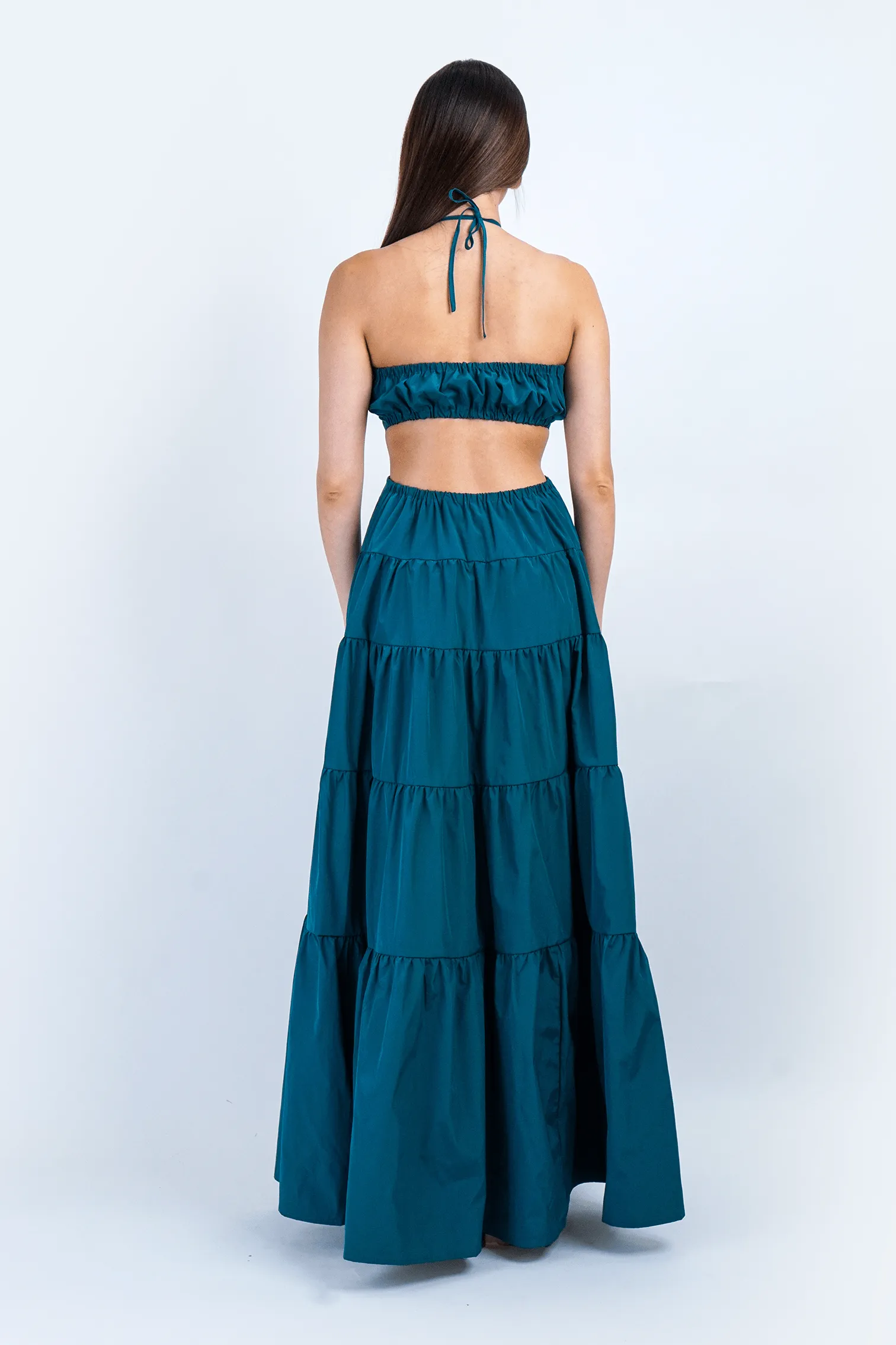 Teal Diamond Halter Cut Out Maxi